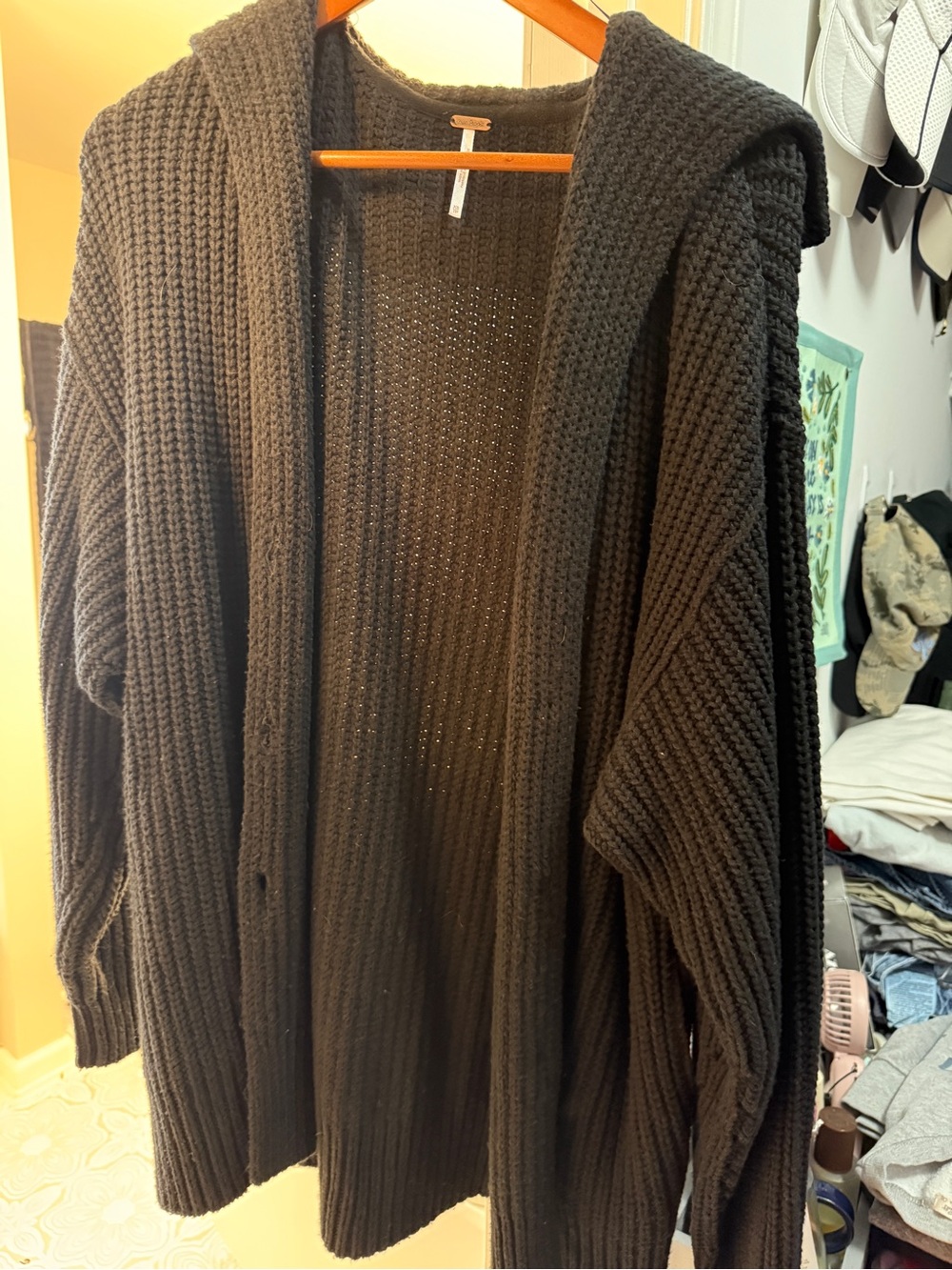 Free People Black Ribbed Button-Front Cardigan - Picture 5 of 7